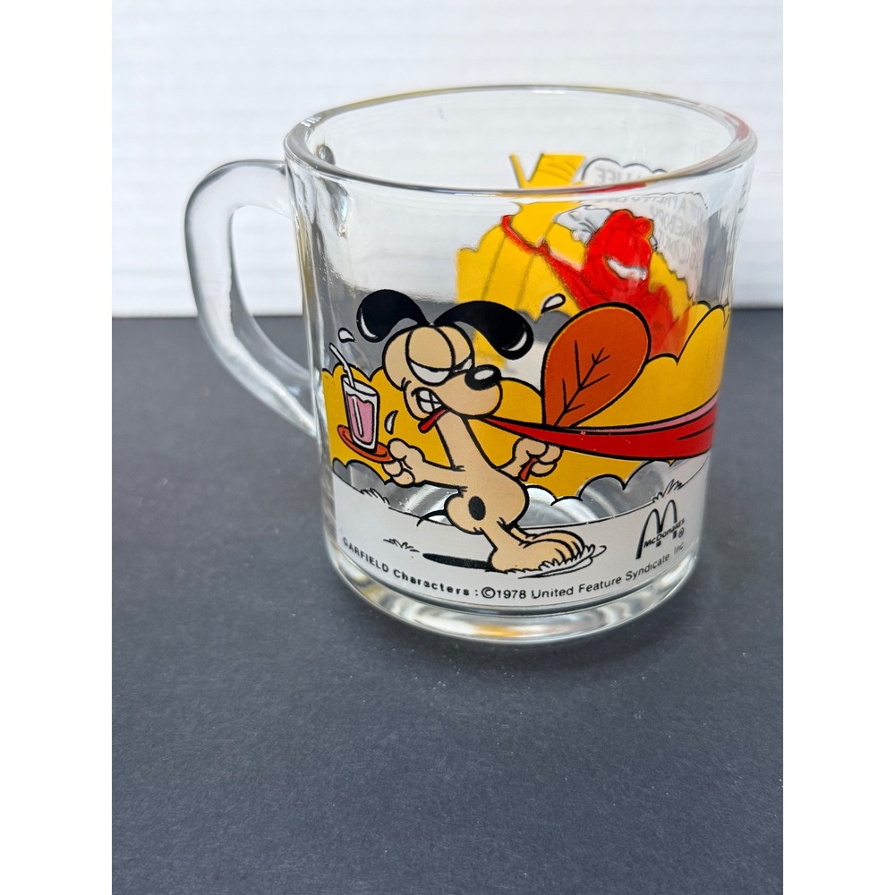 Vintage 1978 McDonalds Garfield Glass Mug Hammock Odie Jim Davis Collectible Cup - Picture 2 of 5